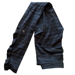 Lululemon Speed Tight Full-On Luxtreme Good Vibes Navy Black Striped Ruffle Sz 8